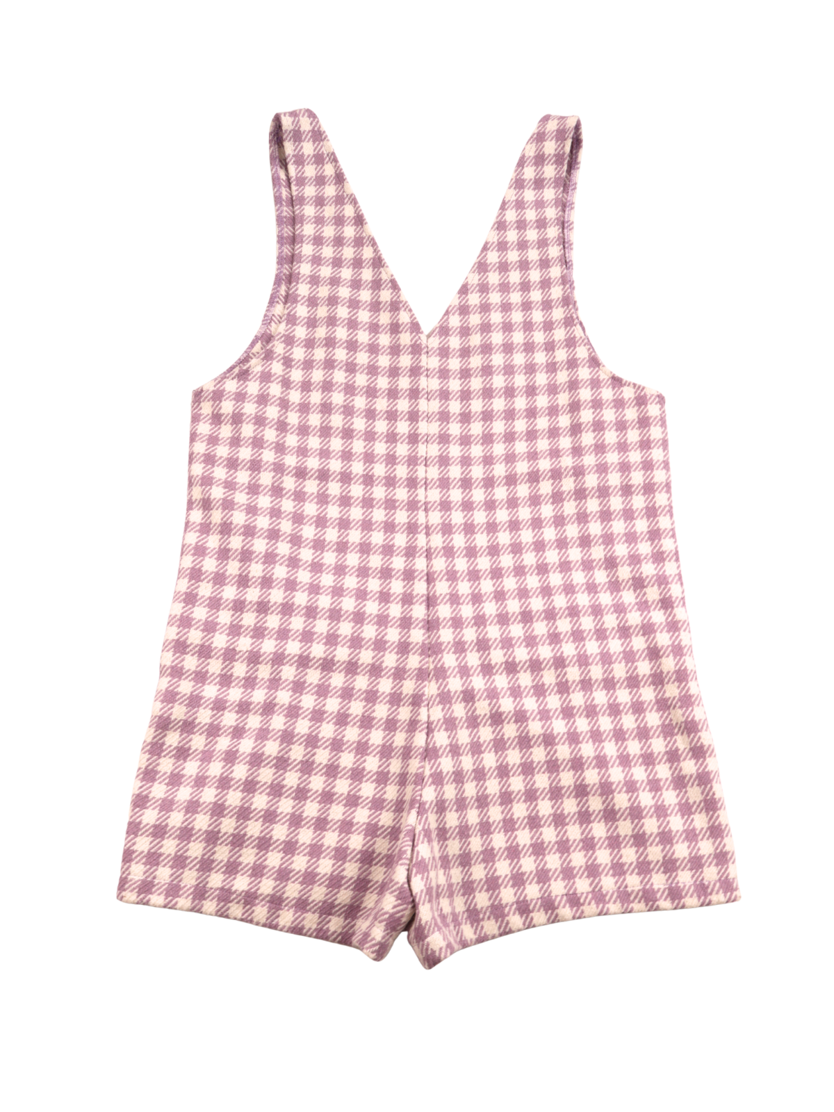 Stradivarius Lavender Gingham Romper – Tailored V-Neck Summer Piece (Size Small)