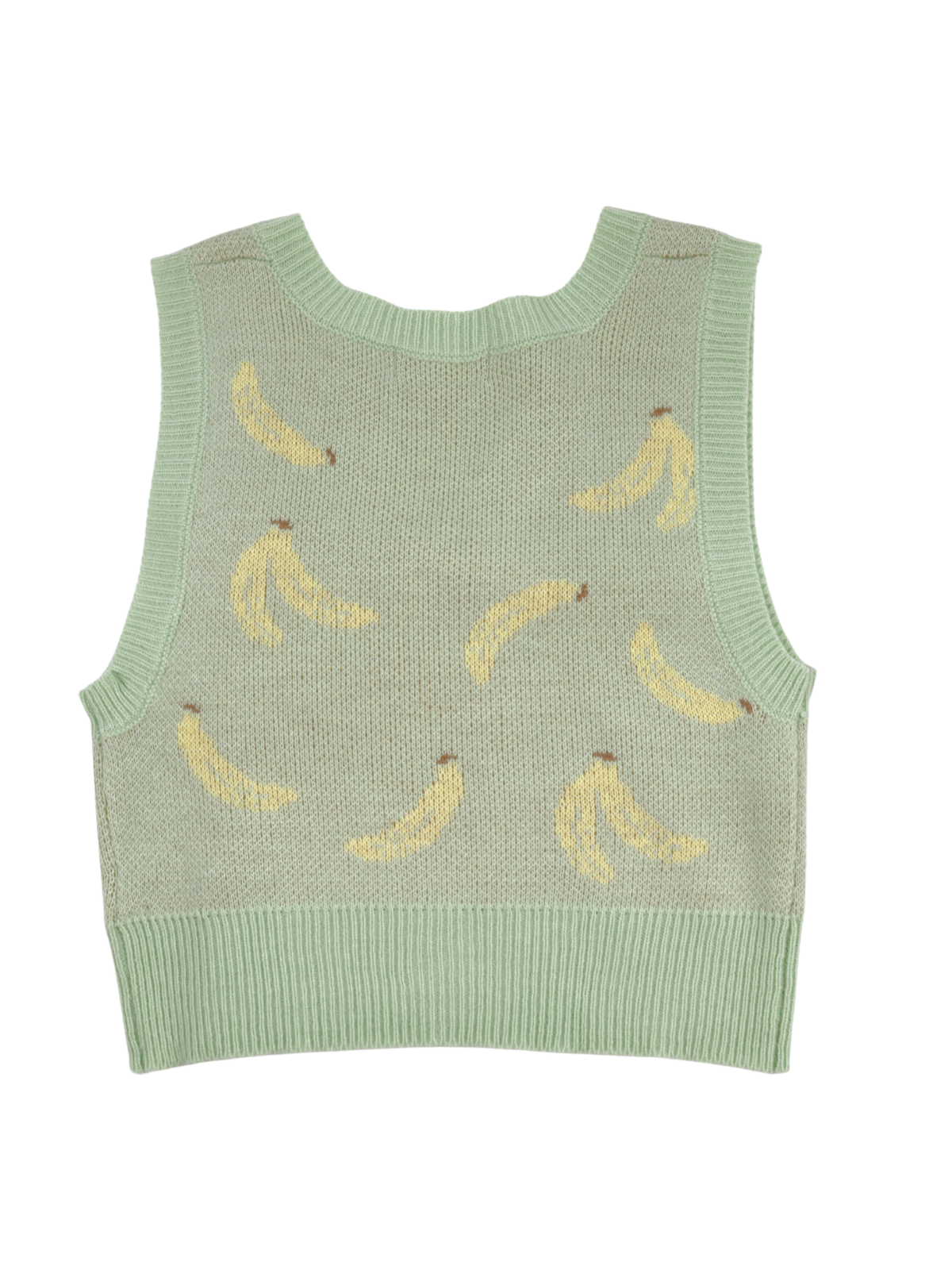 No Comment Banana Print Sweater Vest – Playful Statement Knit (Size Large)
