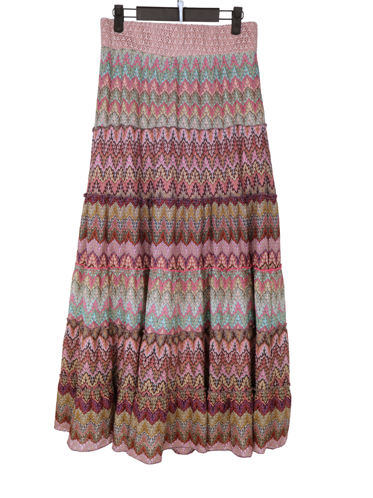 Lapis Multicolor Lace Maxi Skirt Large Tiered Boho Crochet Knit Lined