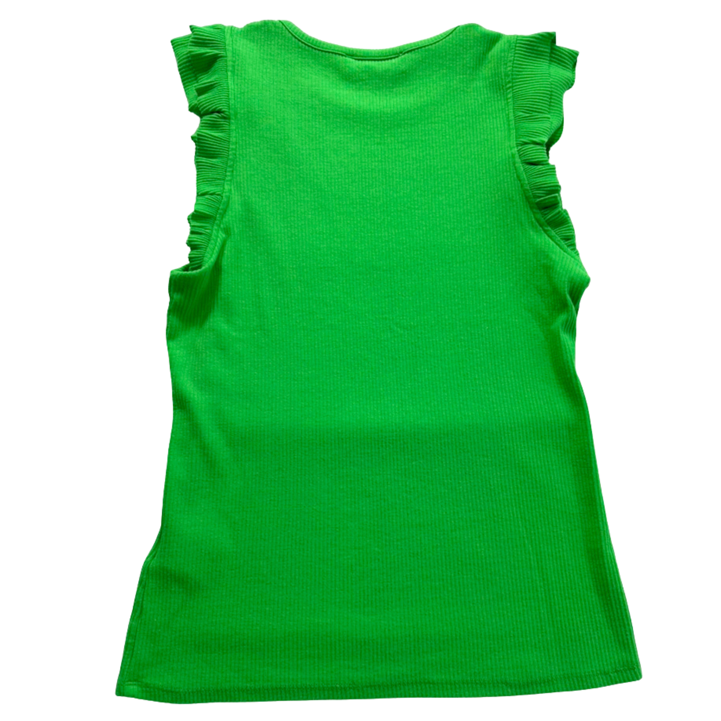 Philosophy Green Ribbed Tank Ruffle Sleeve Top Soft Stretch Knit Size Medium