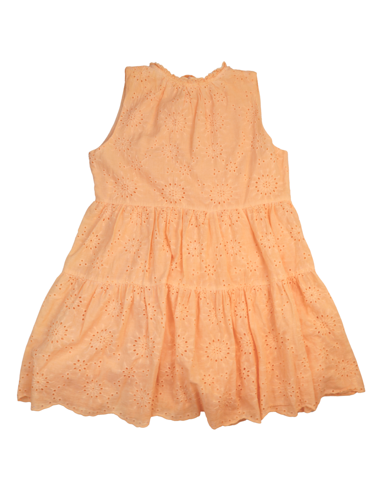 BB Dakota Orange Eyelet Dress – Embroidered Tiered Mini | Size Medium
