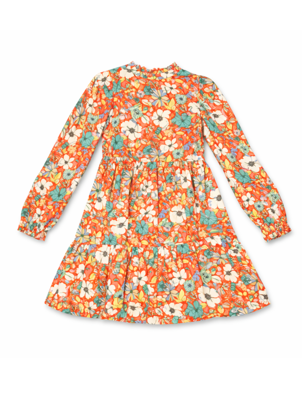 Karlie Floral Mini Dress – Bold Orange Statement | Long Sleeve Boutique Style | Size Small