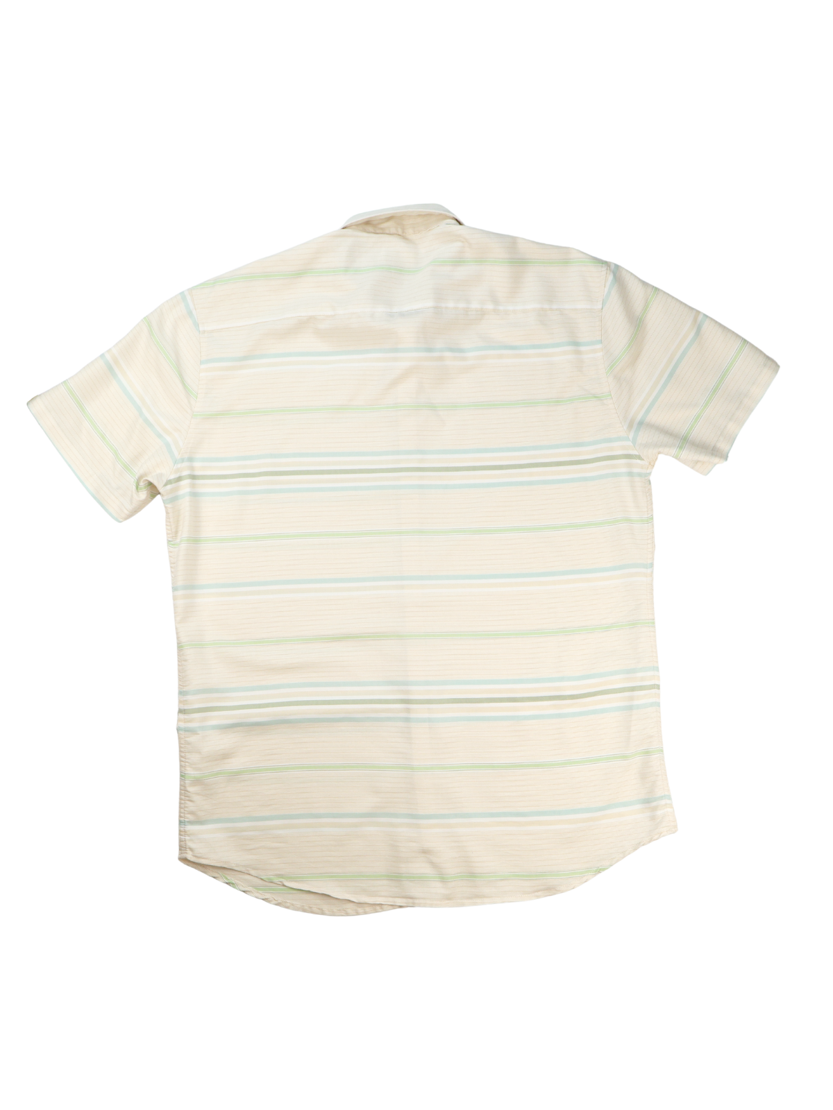 DAY & AGE Men’s XL Coastal Stripe Button Front Shirt Taupe Green Blue Casual