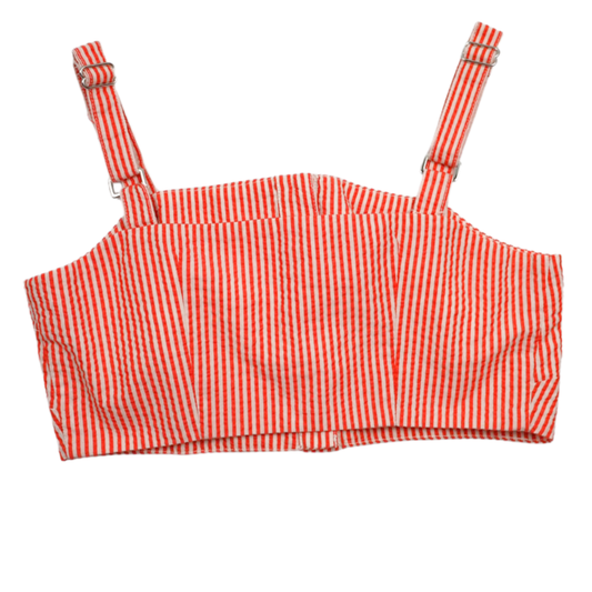 Maeve by Anthropologie Striped Crop Top NWT Size 8 | Red Button Front Statement Top