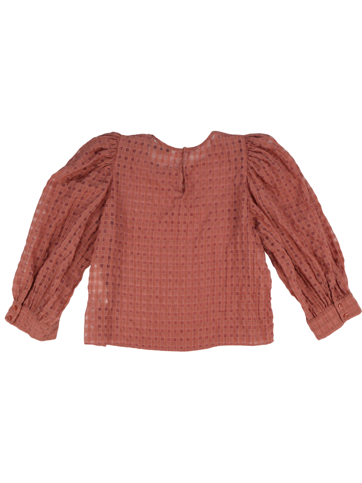 Zara Mauve Sheer Puff Sleeve Blouse | Textured Romantic Top | Small