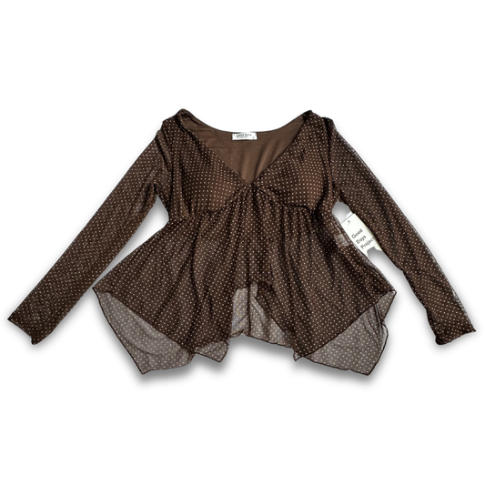 Good Days Project Brown Polka Dot Sheer Blouse – Size XL