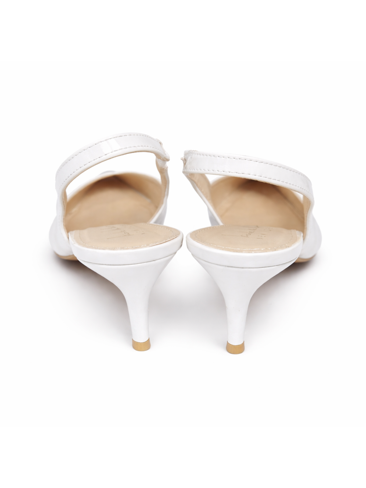 Nicole Miller Lebon Slingback Heels 8.5 | White Patent Kitten Heel