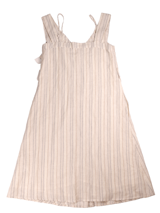 Lumiere Cream Blue Khaki Stripe Midi Dress Size Small NWT