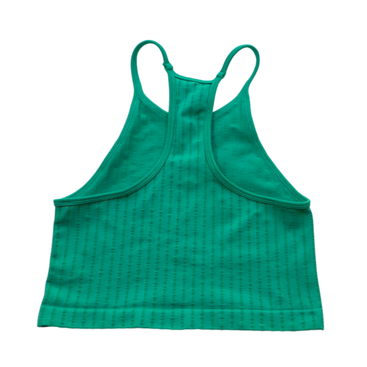 Out From Under Ribbed Racerback Crop Tank / Sports Bra Green M/L