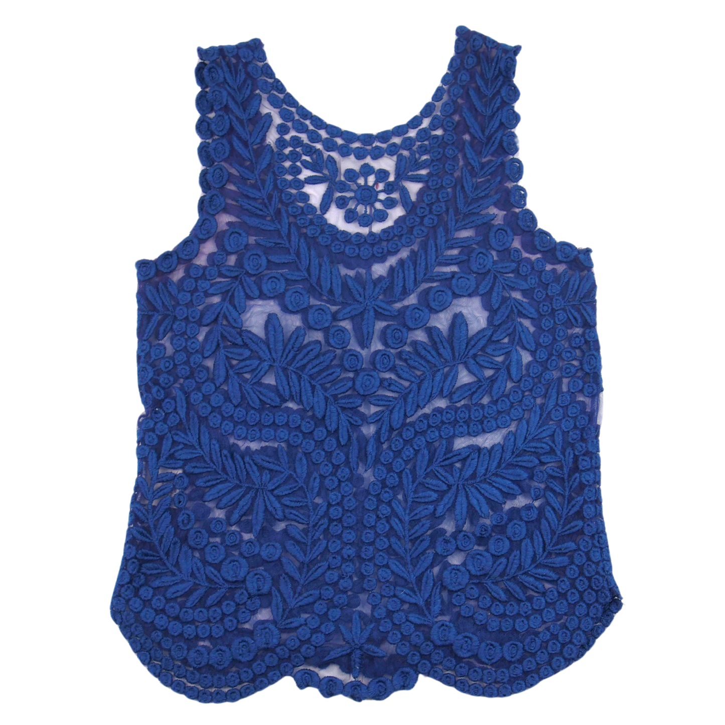 Baraschi Embroidered Lace Blouse – Royal Blue Statement Top | Size XS