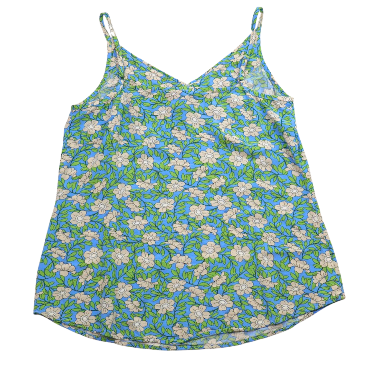 Cabi Floral Camisole Blouse Blue Green Print Size Medium