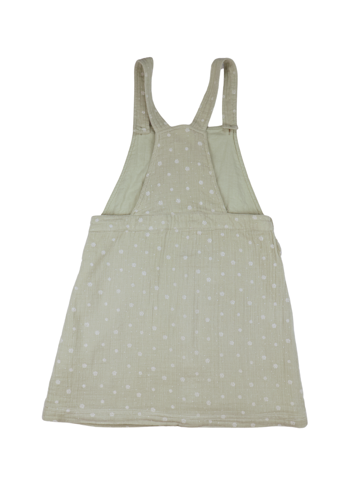 Happy Grey Sage Polka Dot Overall Dress Kids Size 8 | Soft Cotton Summer Dress