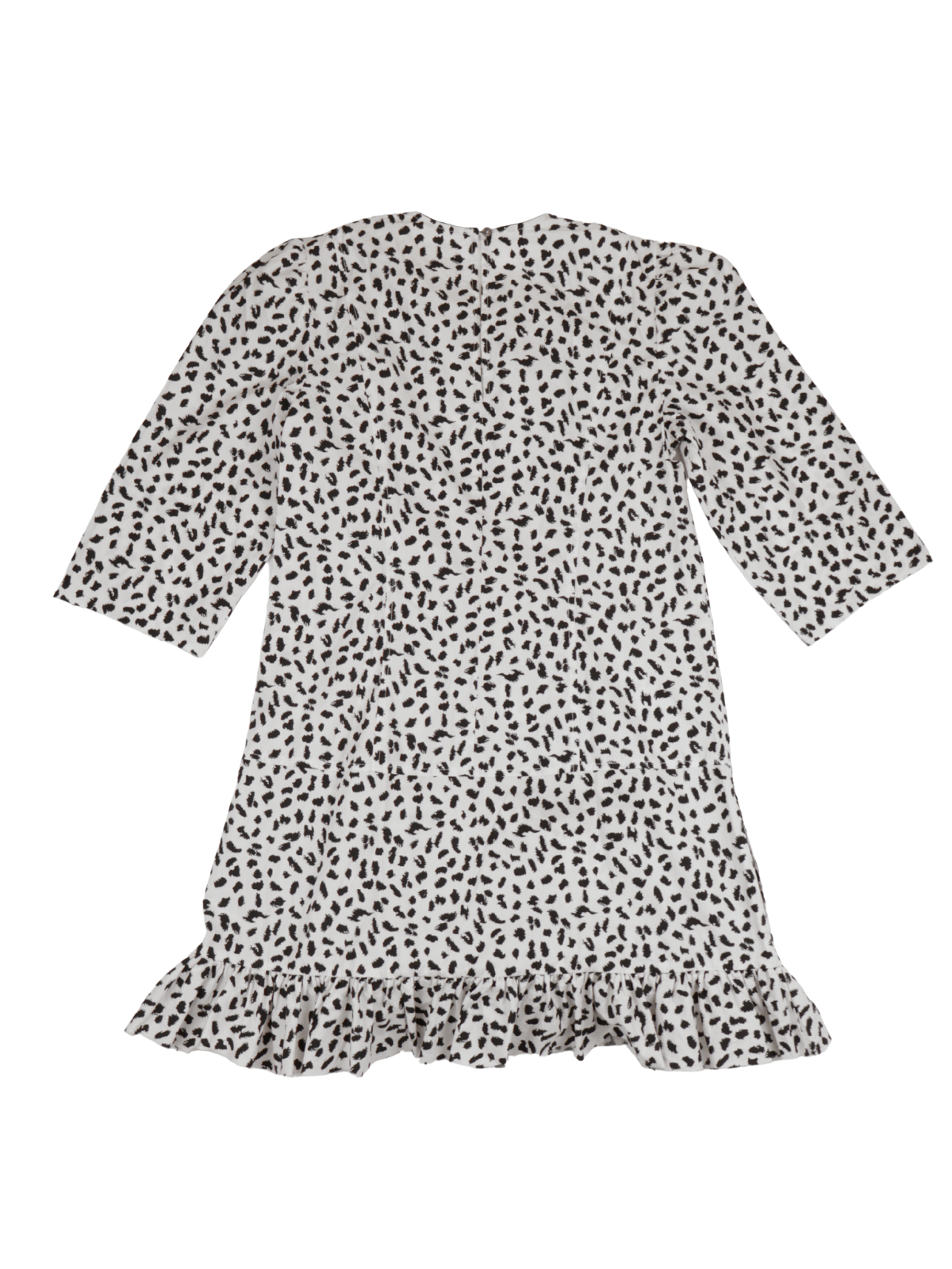 La Vie Printed Ruffle Hem Mini Dress Black White XS