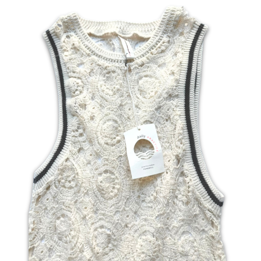 Daily Practice Lace Tank Top Cream Crochet Sleeveless Boho NWT Size S