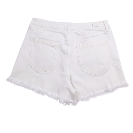 BLANKNYC The Reeve High-Rise Ribcage Shorts | White Frayed Hem | Size 10