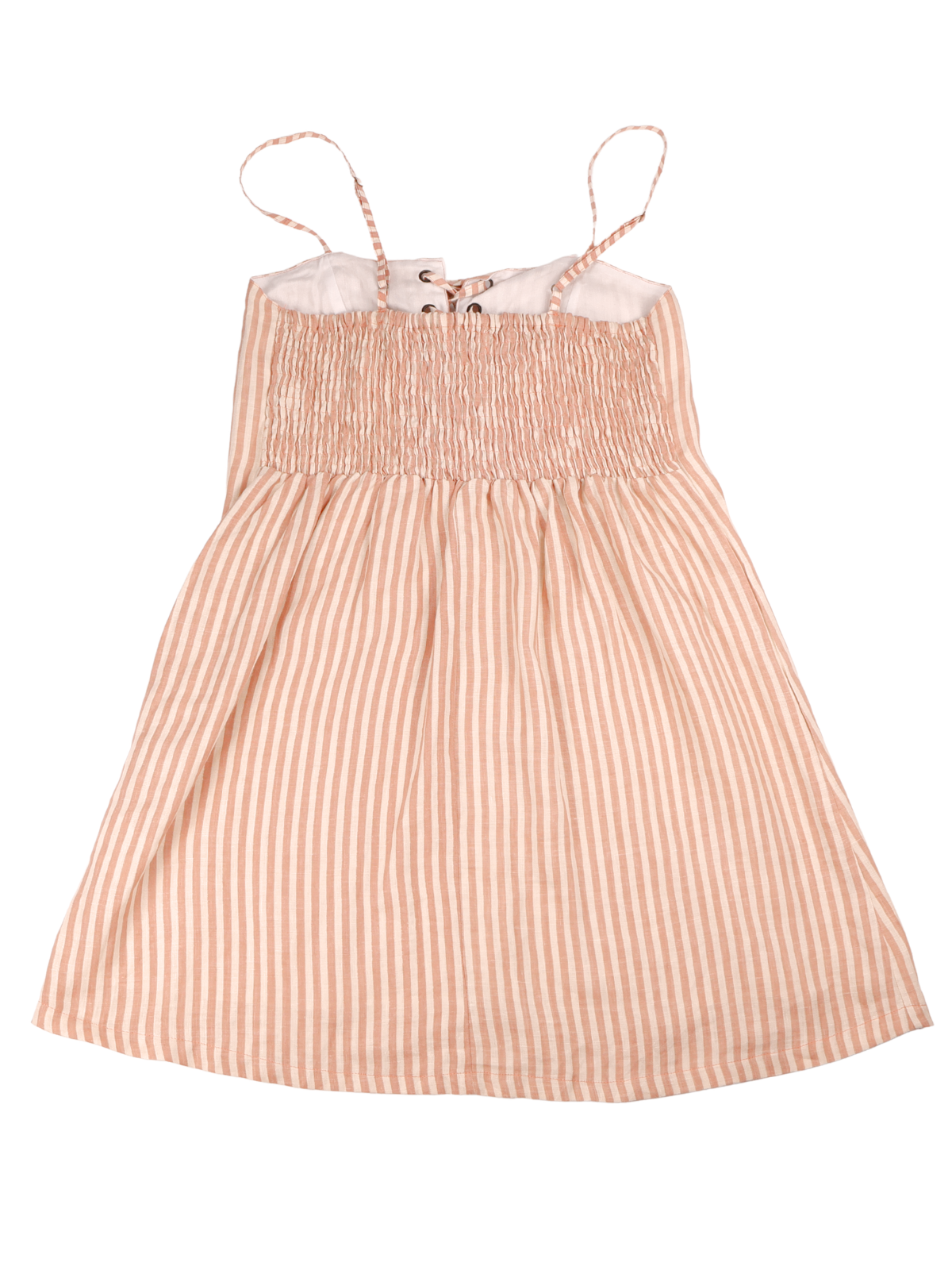 Faithfull The Brand Pink Stripe Linen Lace Up Mini Dress Size Large NWT