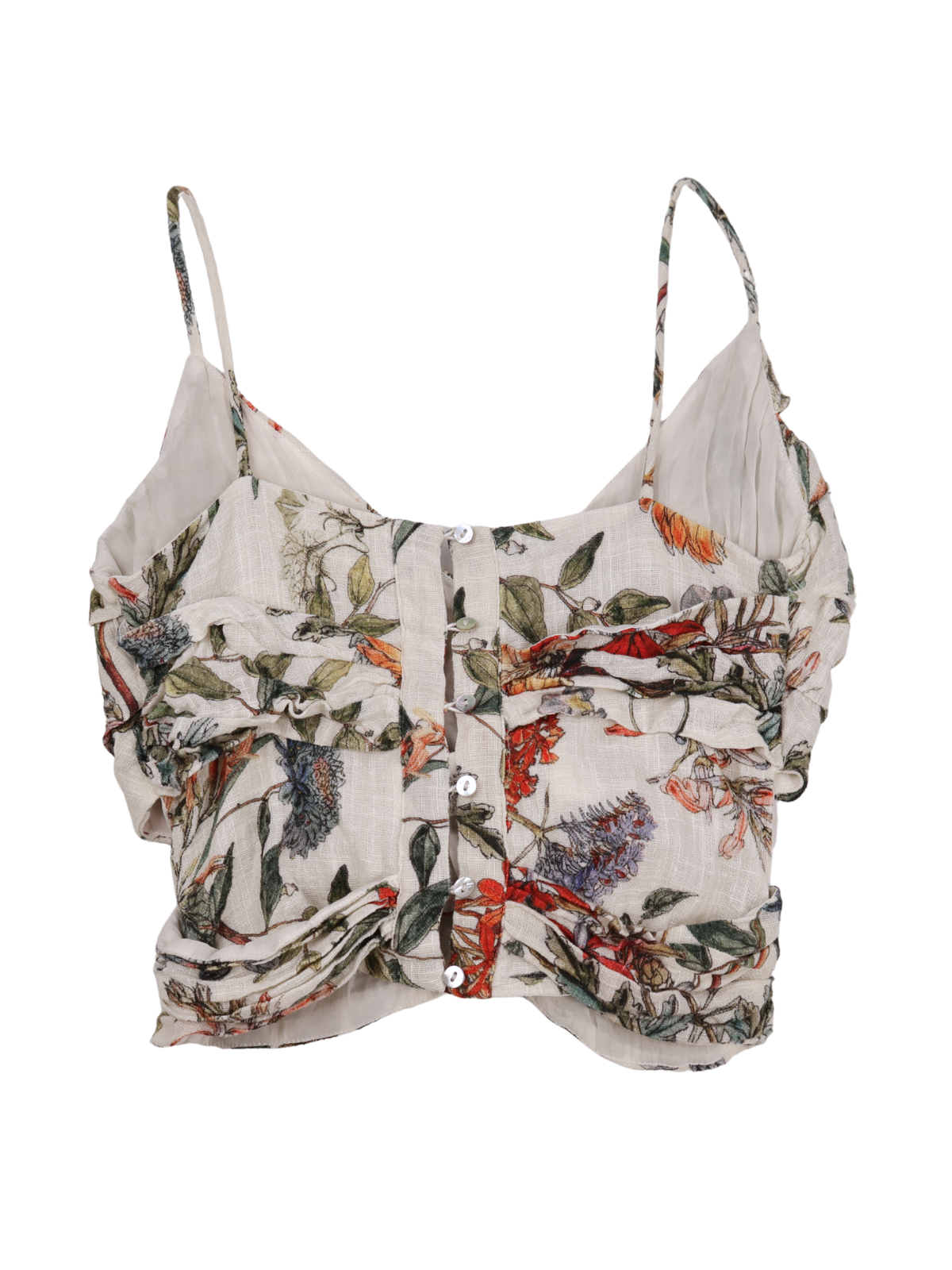 Zara Floral Ruched Crop Top XS Romantic Botanical Cami
