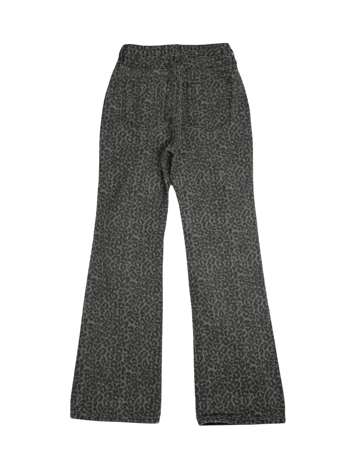 LOLA Leopard Print Flare Jeans – Black & Charcoal | Size 6 Tall