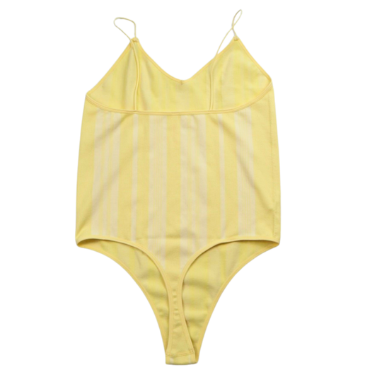 Colsie Yellow Ribbed Striped Bodysuit Size XL