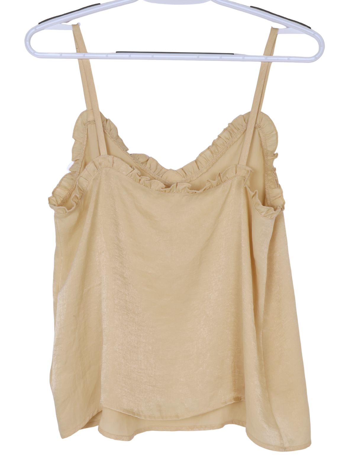 Altar'd State Cream Satin Ruffle Camisole Small V Neck Romantic Tank