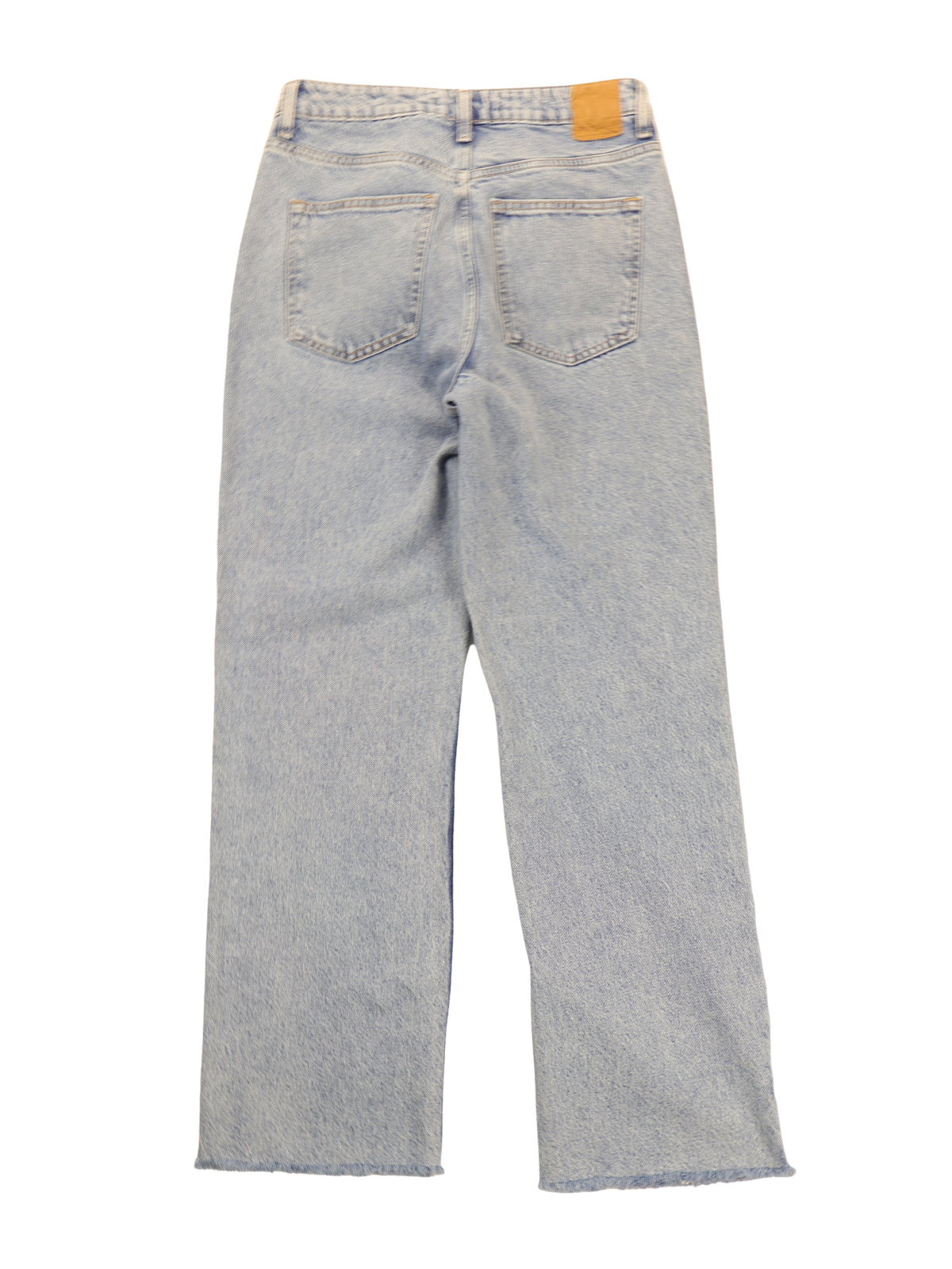 Zara High Rise Wide Leg Jeans Size 6 Light Wash Raw Hem Cropped Denim