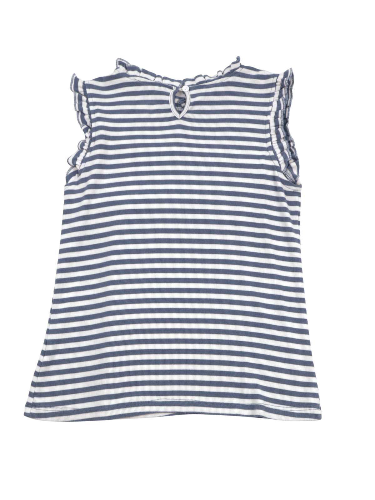 Hayden Girls Navy & White Striped Ruffle Sleeve Tank – Effortless Summer Style (Size Medium)