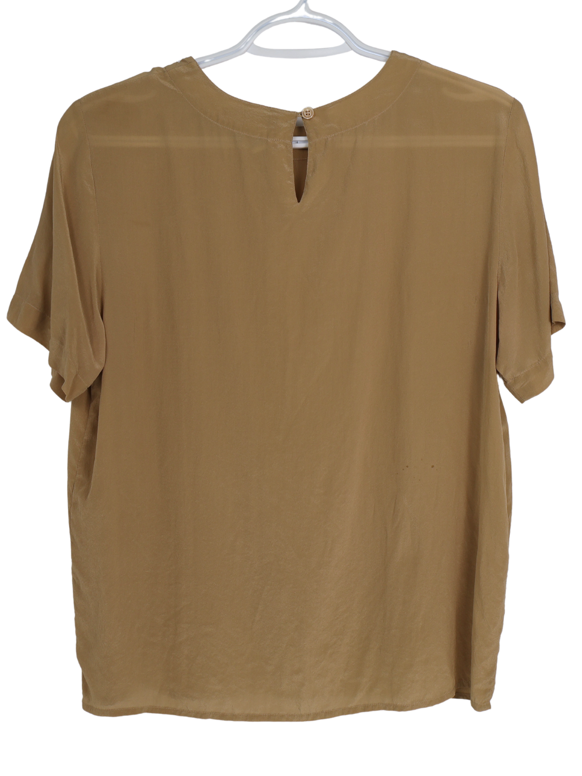 Anna & Frank 100% Silk Blouse Small Tan Nude Short Sleeve Minimalist