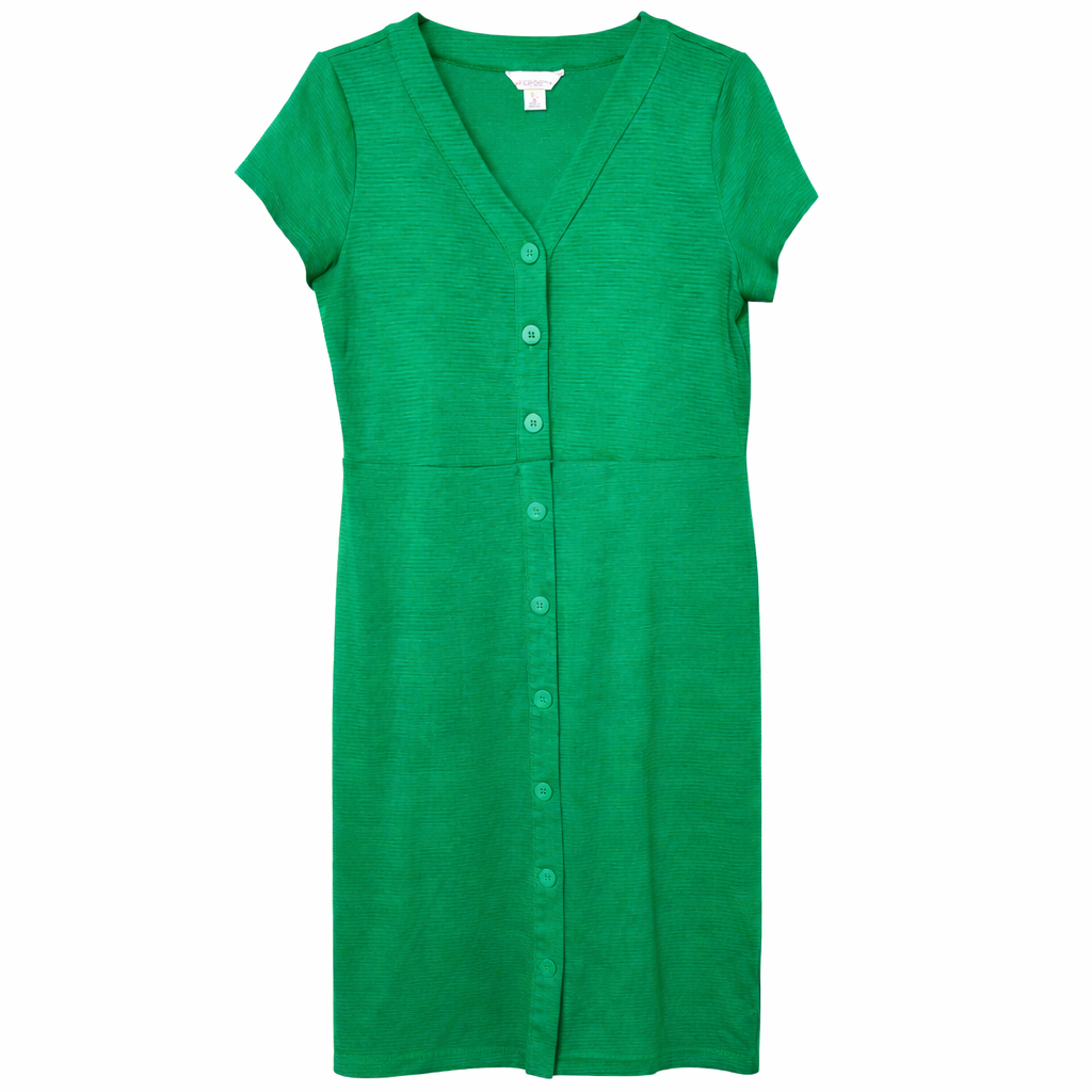 Liz Claiborne Green Button-Front Midi Dress – Size Medium