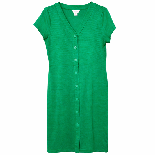 Liz Claiborne Green Button-Front Midi Dress – Size Medium