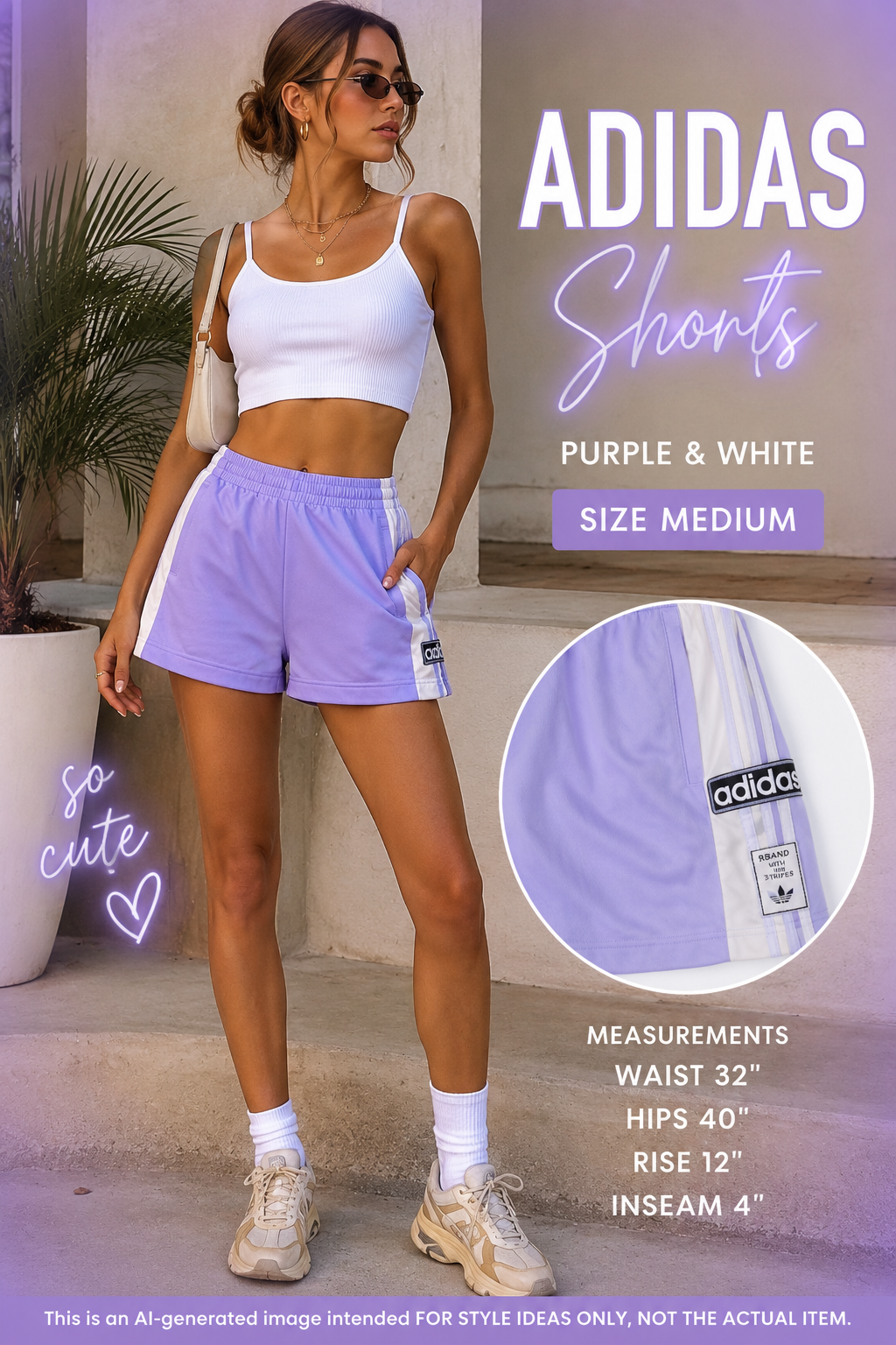 Adidas Originals Adibreak Snap Side Shorts Medium Lavender Purple White Athleisure