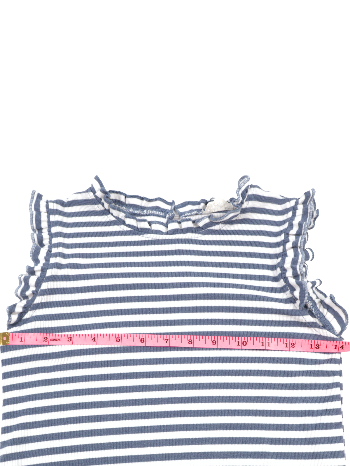 Hayden Girls Navy & White Striped Ruffle Sleeve Tank – Effortless Summer Style (Size Medium)