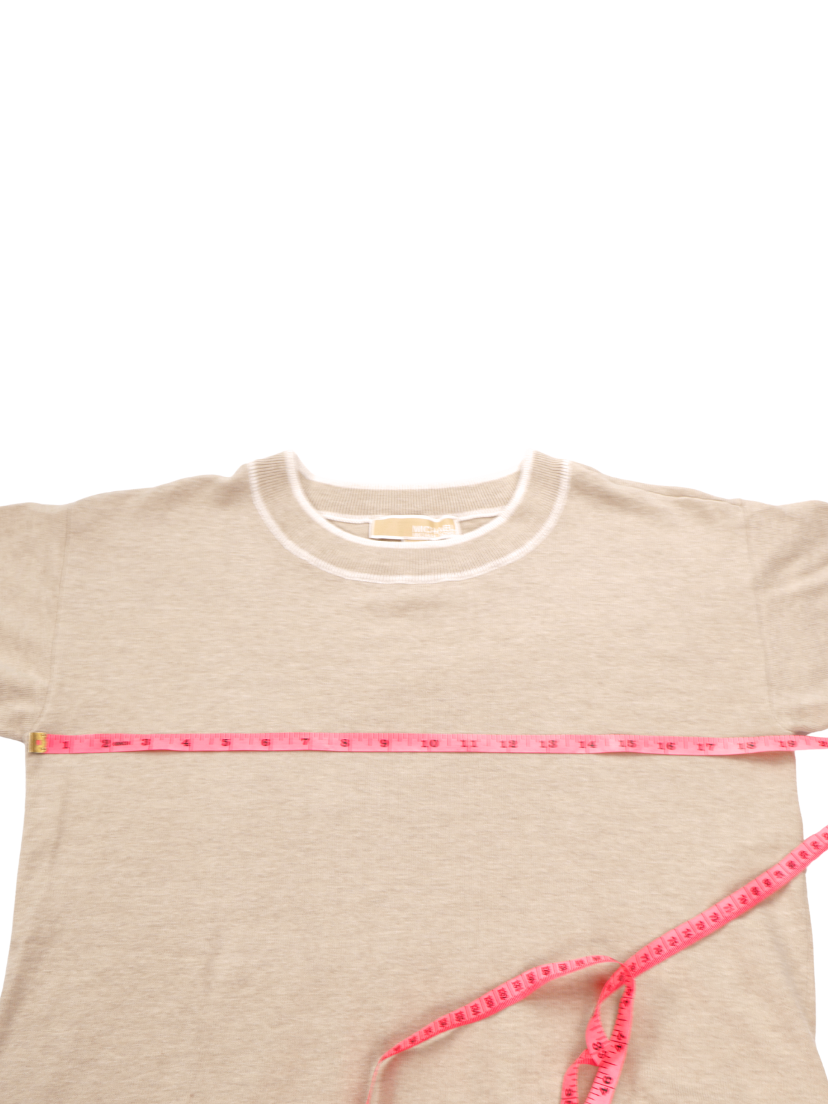 Michael Kors Neutral Knit Top – Short Sleeve Petite Essential (Size SP)