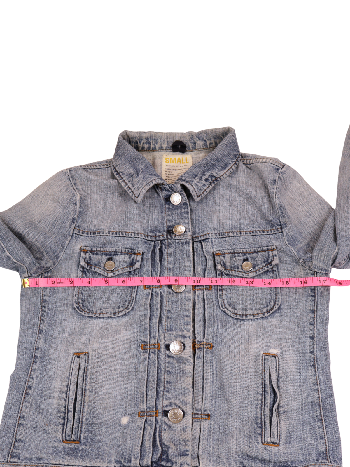 J. Crew Light Wash Denim Jacket Small Distressed Button Front Cropped Jean Jacket