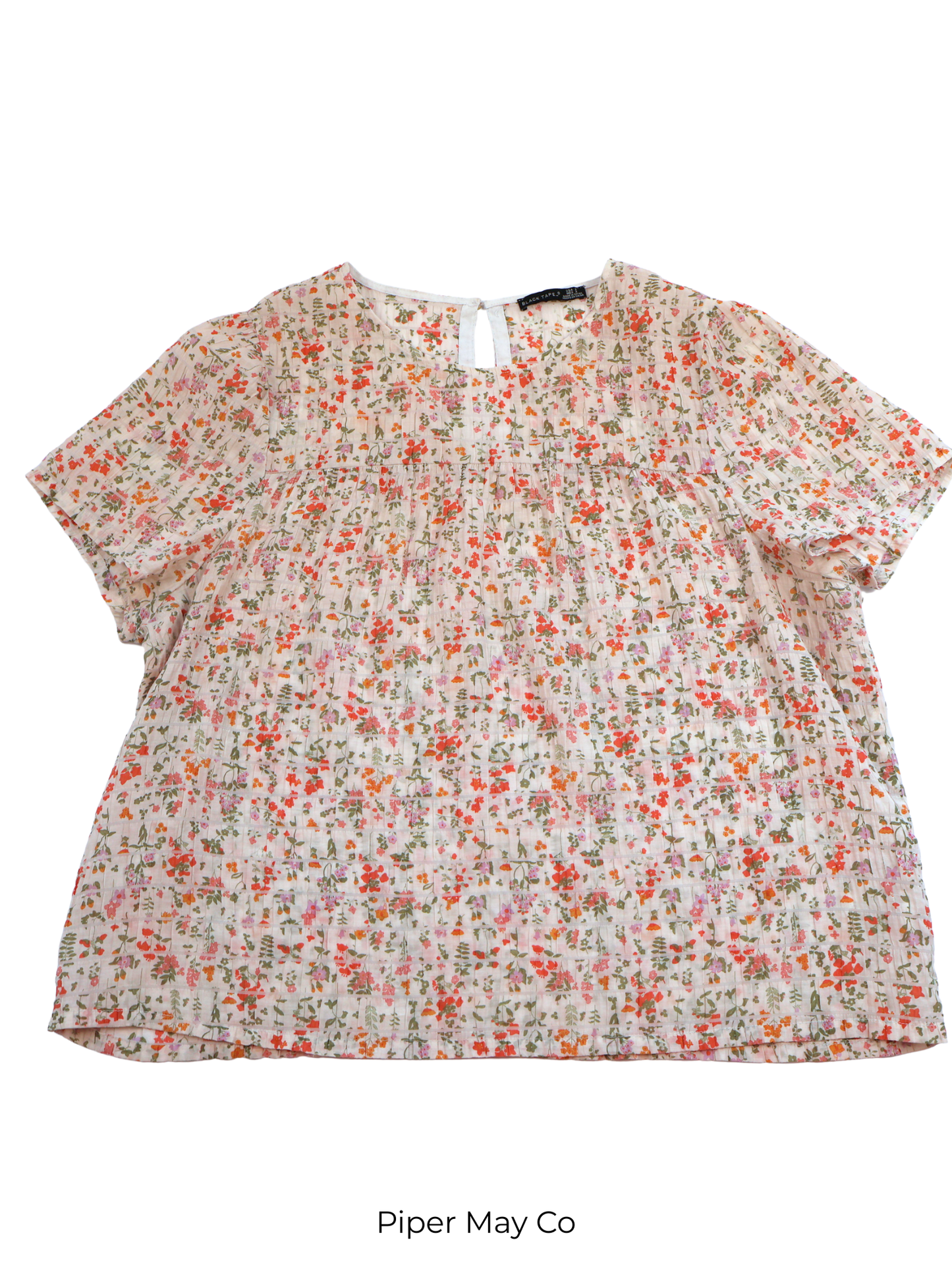 Black Tape Floral Textured Blouse – Soft Feminine Statement | Size X