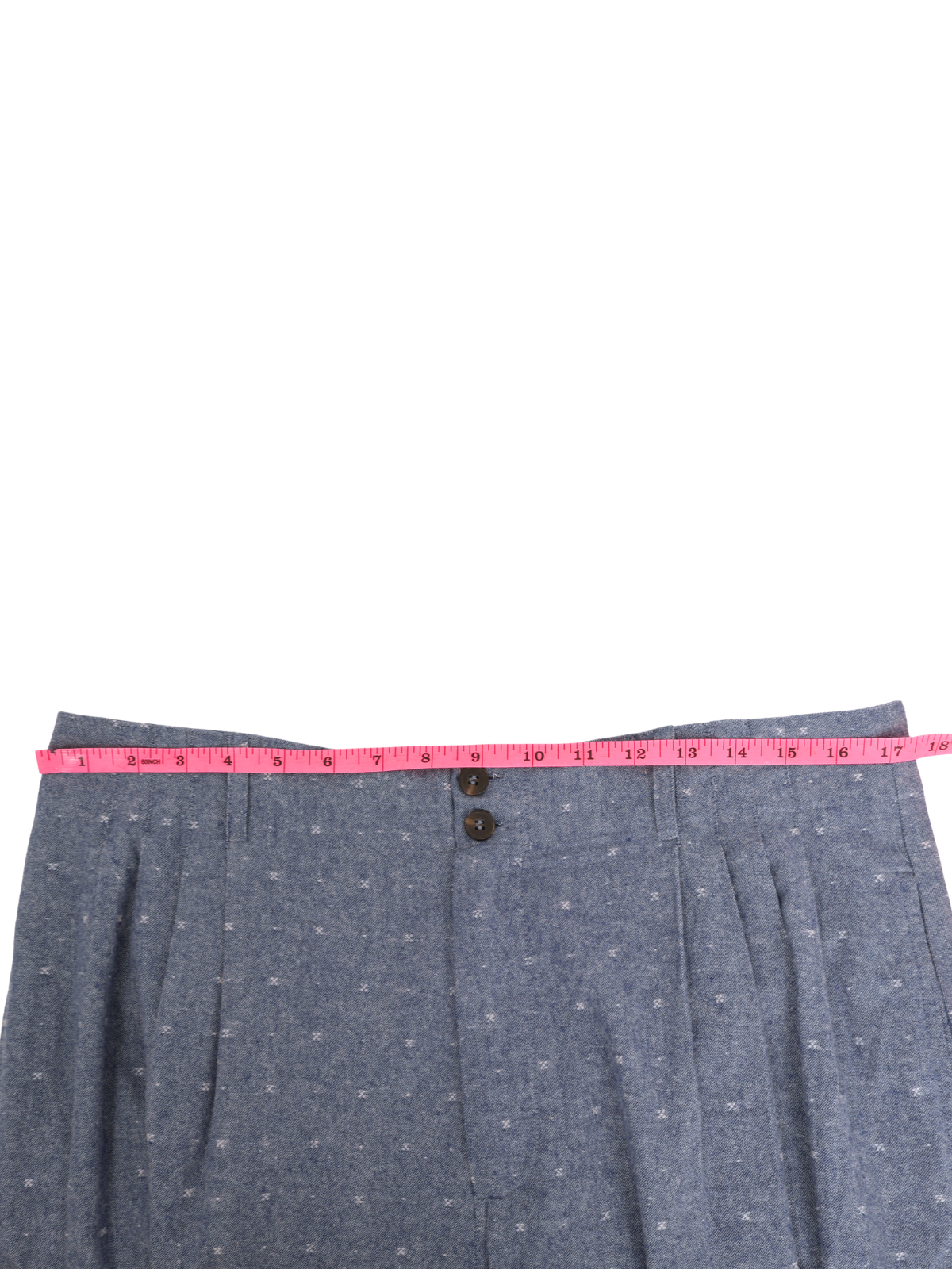 CeCe Blue Wide Leg Pants Size 12 High Rise Pleated Chambray Look