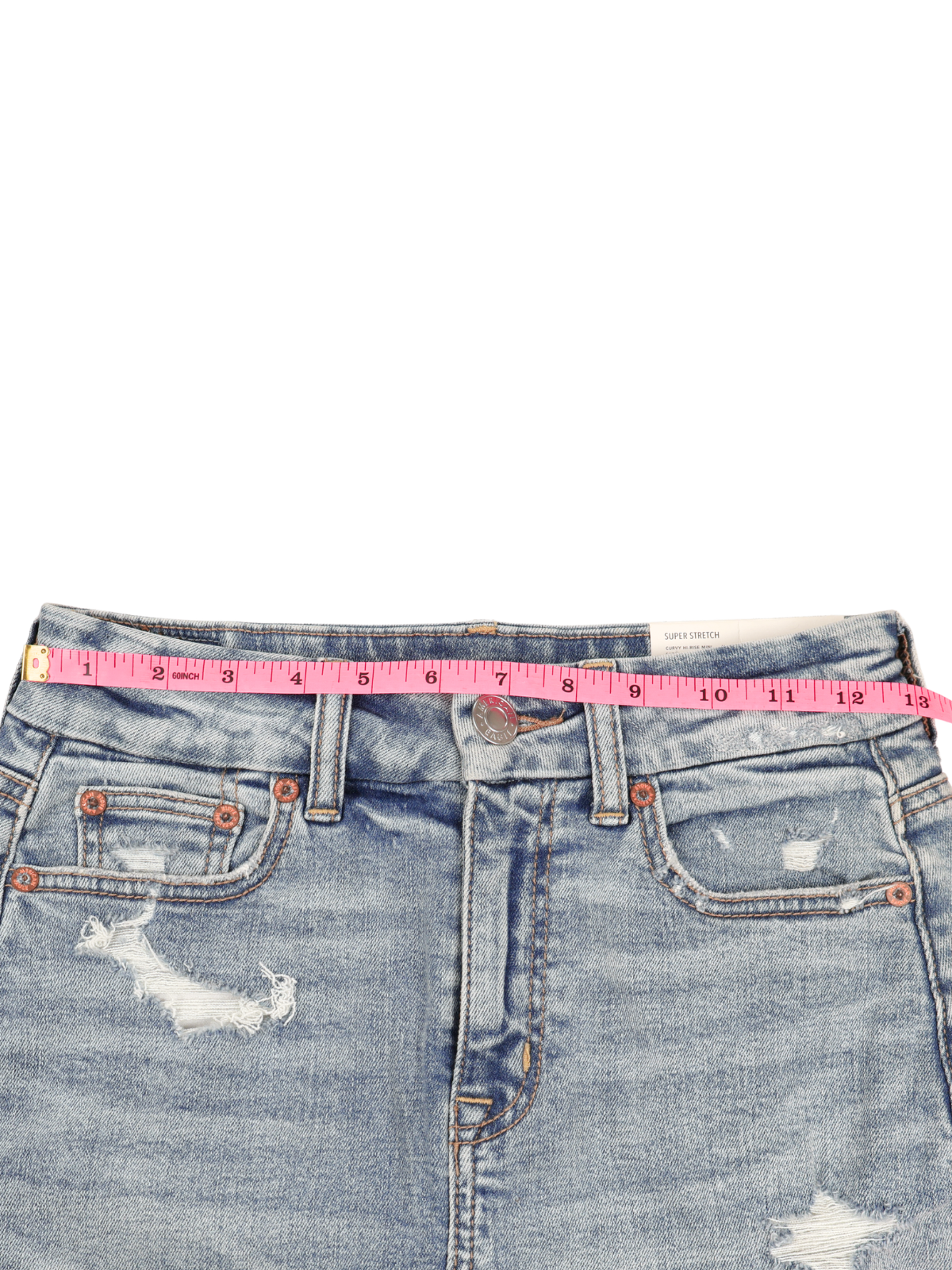 American Eagle Curvy Hi-Rise Distressed Denim Mini Skirt NWT Size 0