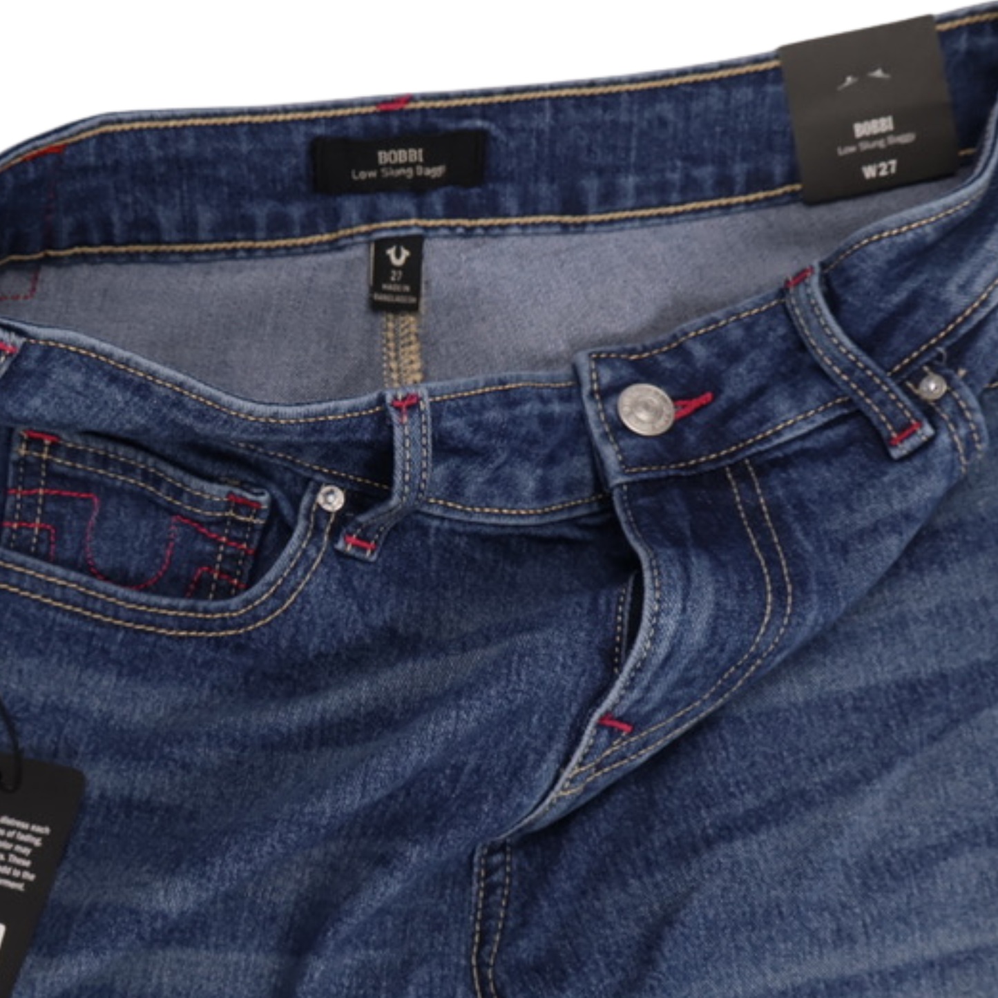 True Religion Bobby SN Baggy Jeans | Pink Stitch | NWT | Size 27