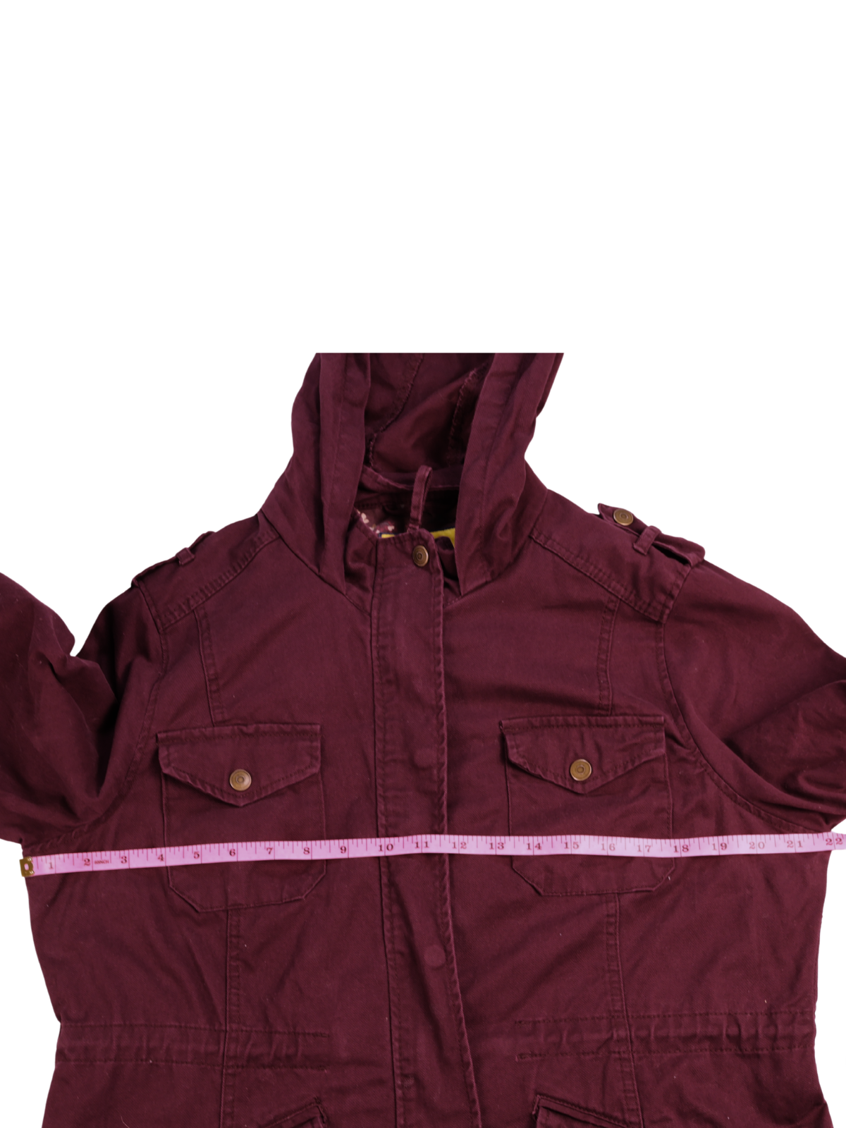 Prince & Foxy Maroon Utility Jacket | Hooded Cargo Military Style Jacket | XL