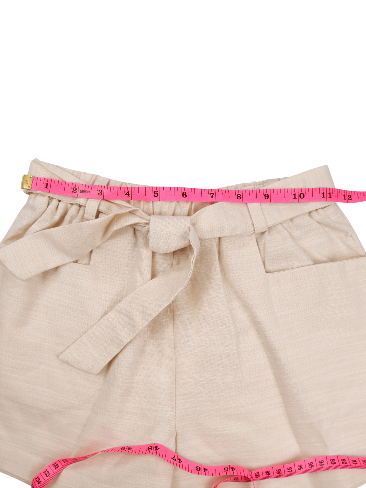 Copper Key Girls Beige Paperbag Waist Shorts Size M Linen Look