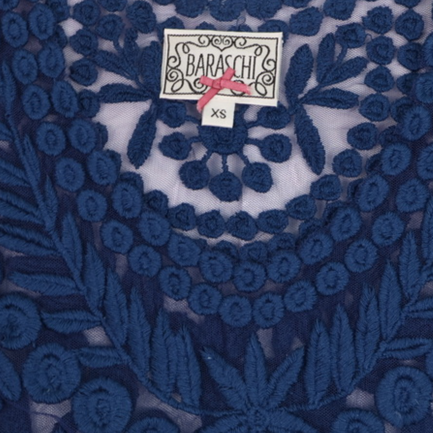 Baraschi Embroidered Lace Blouse – Royal Blue Statement Top | Size XS