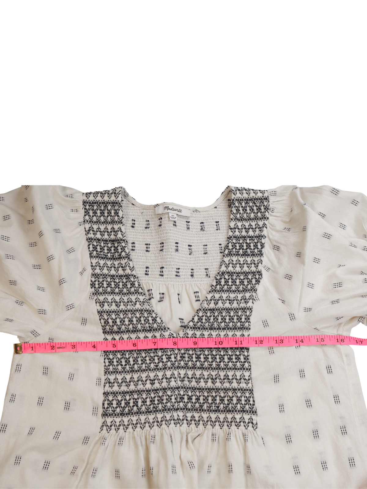 Madewell Embroidered Puff Sleeve Peasant Top XS