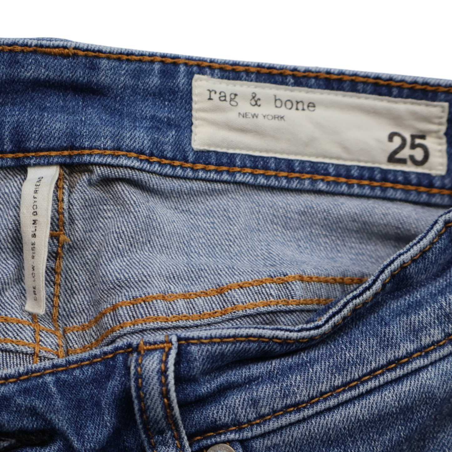 Rag & Bone Distressed Skinny Jeans – Size 25 – Medium Wash Raw Hem Denim