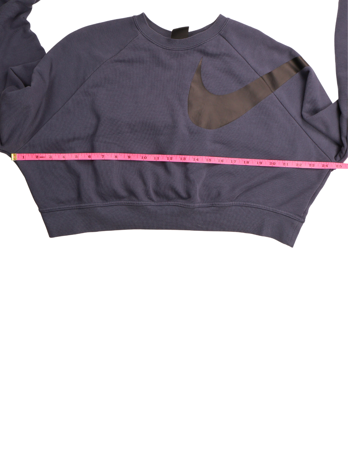 Nike Dri-FIT Blue Cropped Sweatshirt Medium Oversized Swoosh Pullover
