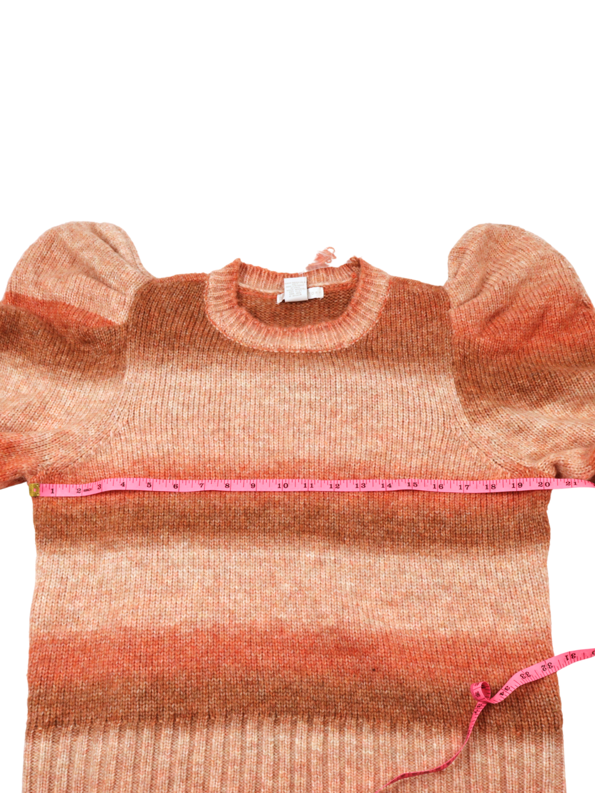 Design History Puff Sleeve Knit Sweater | Neutral Stripe | NWT | Size L