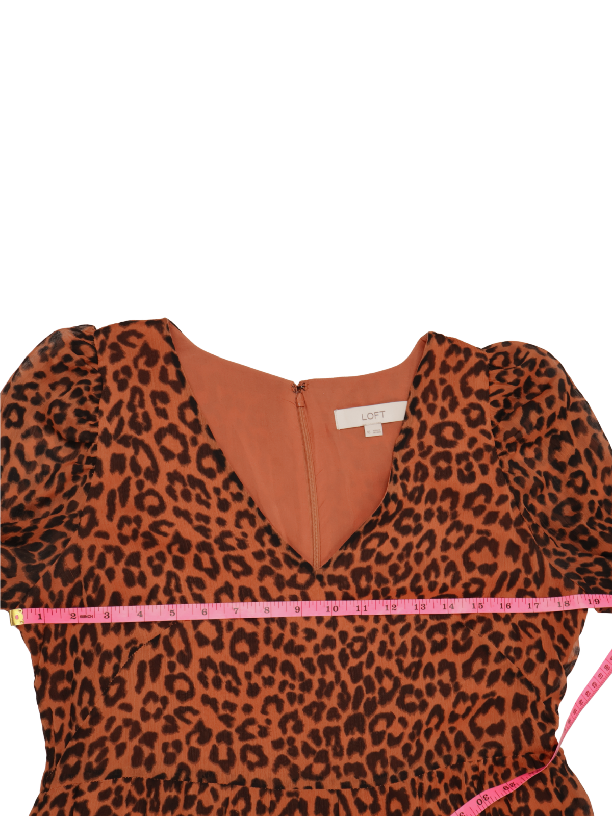 LOFT Leopard Print Tiered Midi Dress | Rust Orange | Size 10