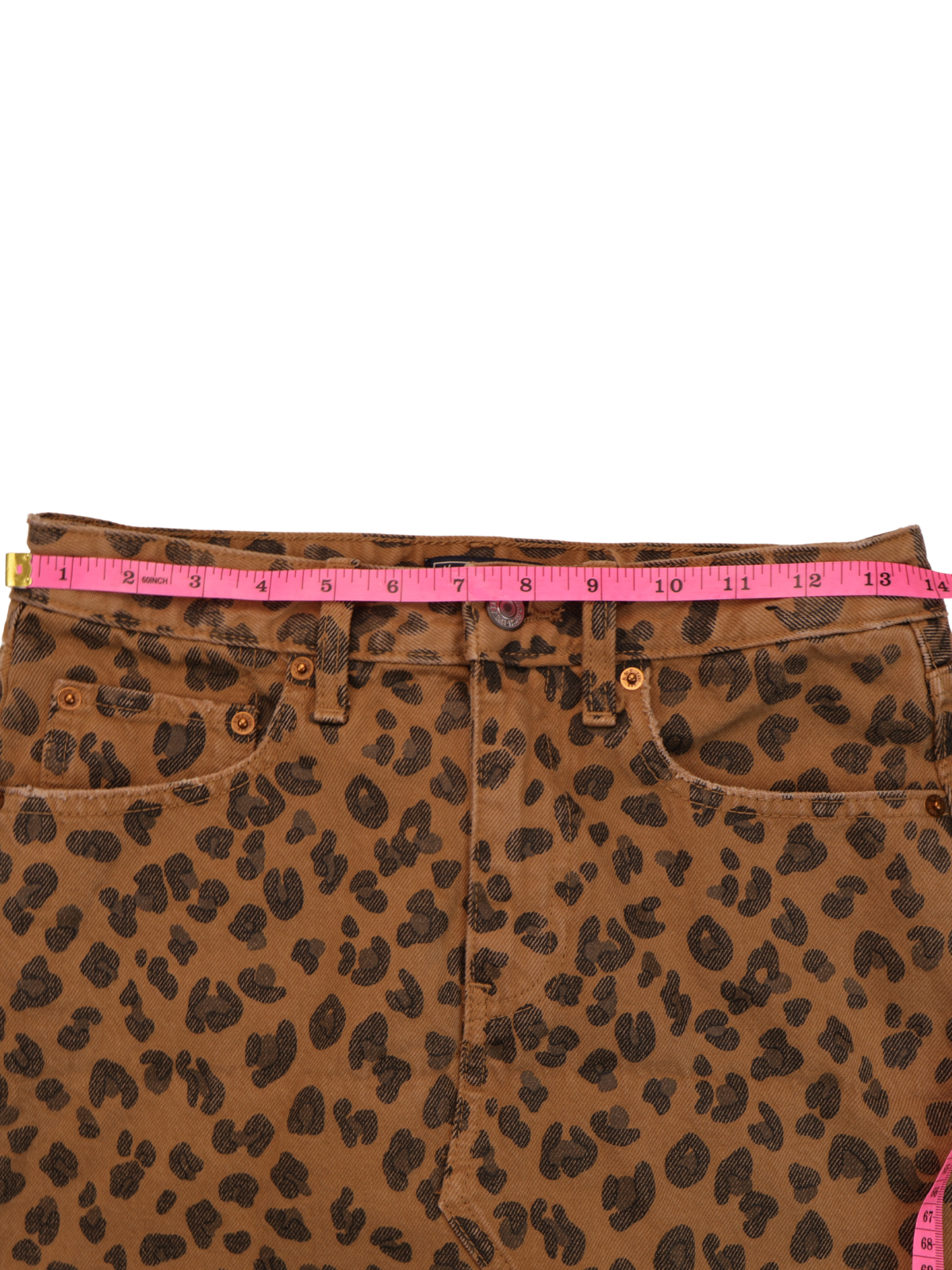 Abercrombie Leopard Print Denim Mini Skirt Size 25 | Statement Jean Skirt