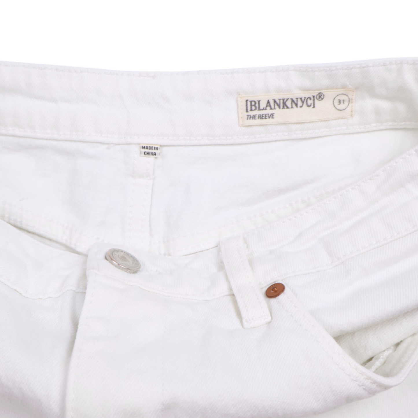 BLANKNYC The Reeve High-Rise Ribcage Shorts | White Frayed Hem | Size 10