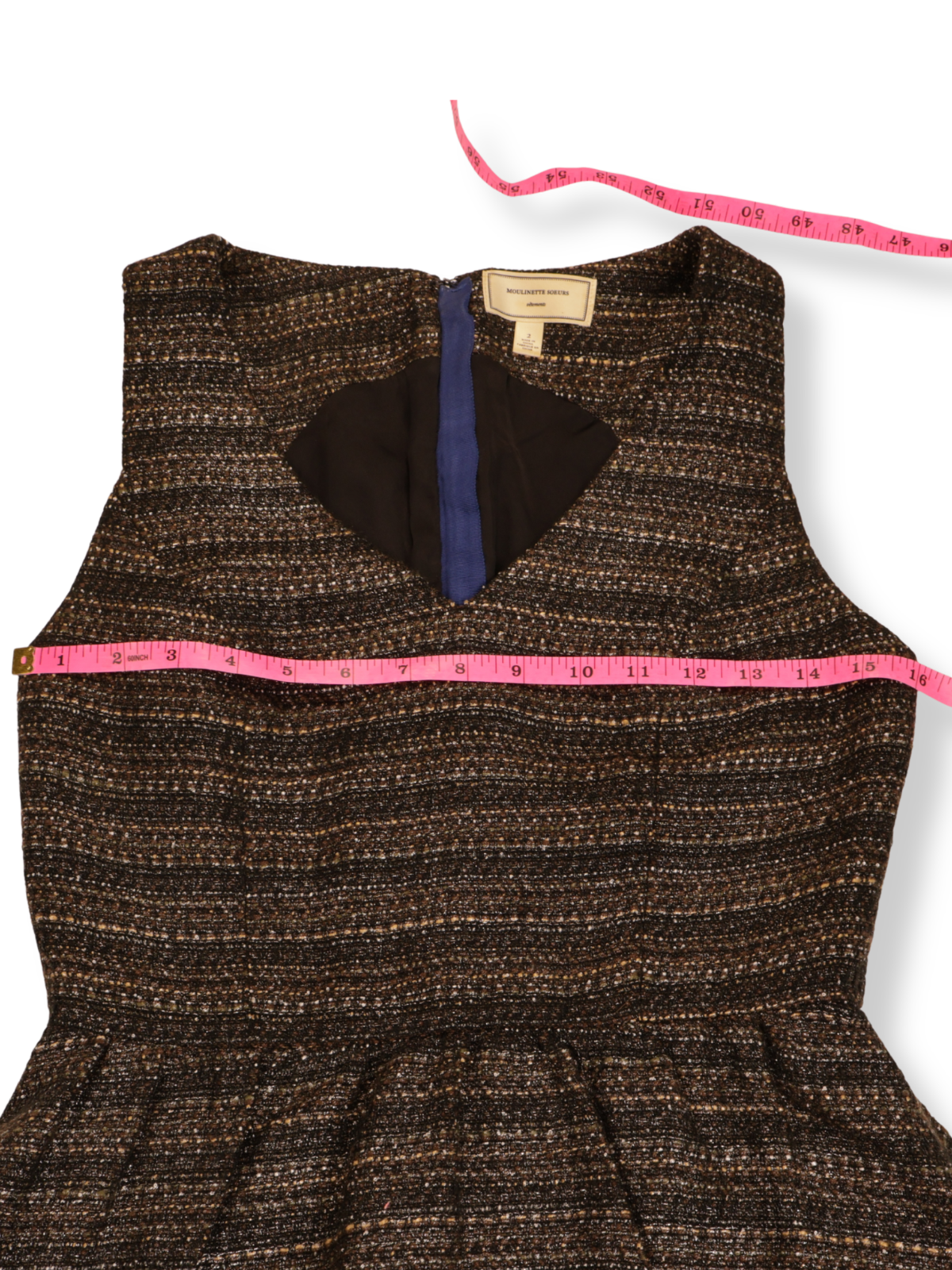 Anthropologie Moulinette Soeurs Dress Size 2 | Textured Brown Fit & Flare w/ Pockets