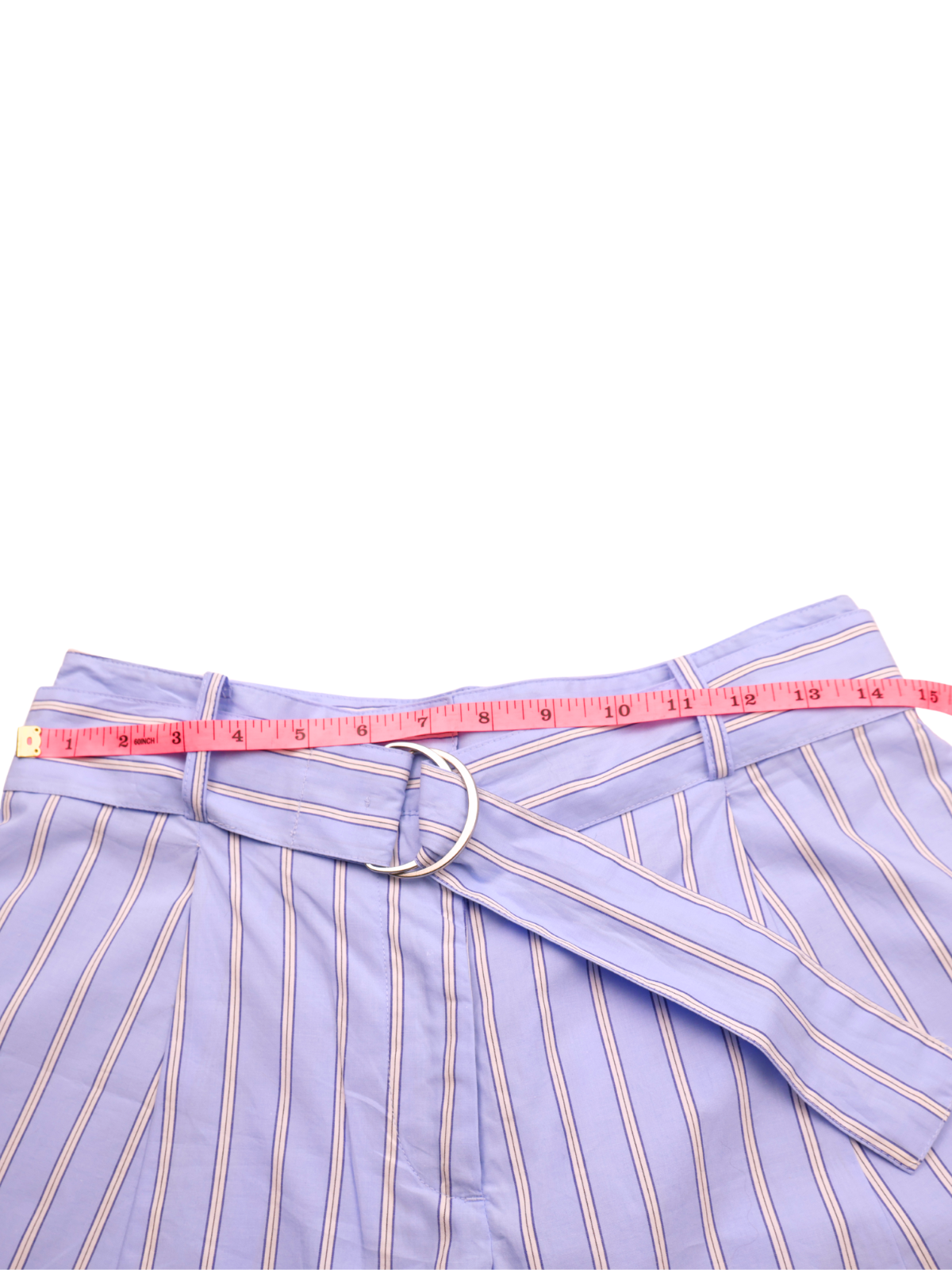 Zara Blue Stripe Belted Shorts | High Waist | Size 26 | NWOT