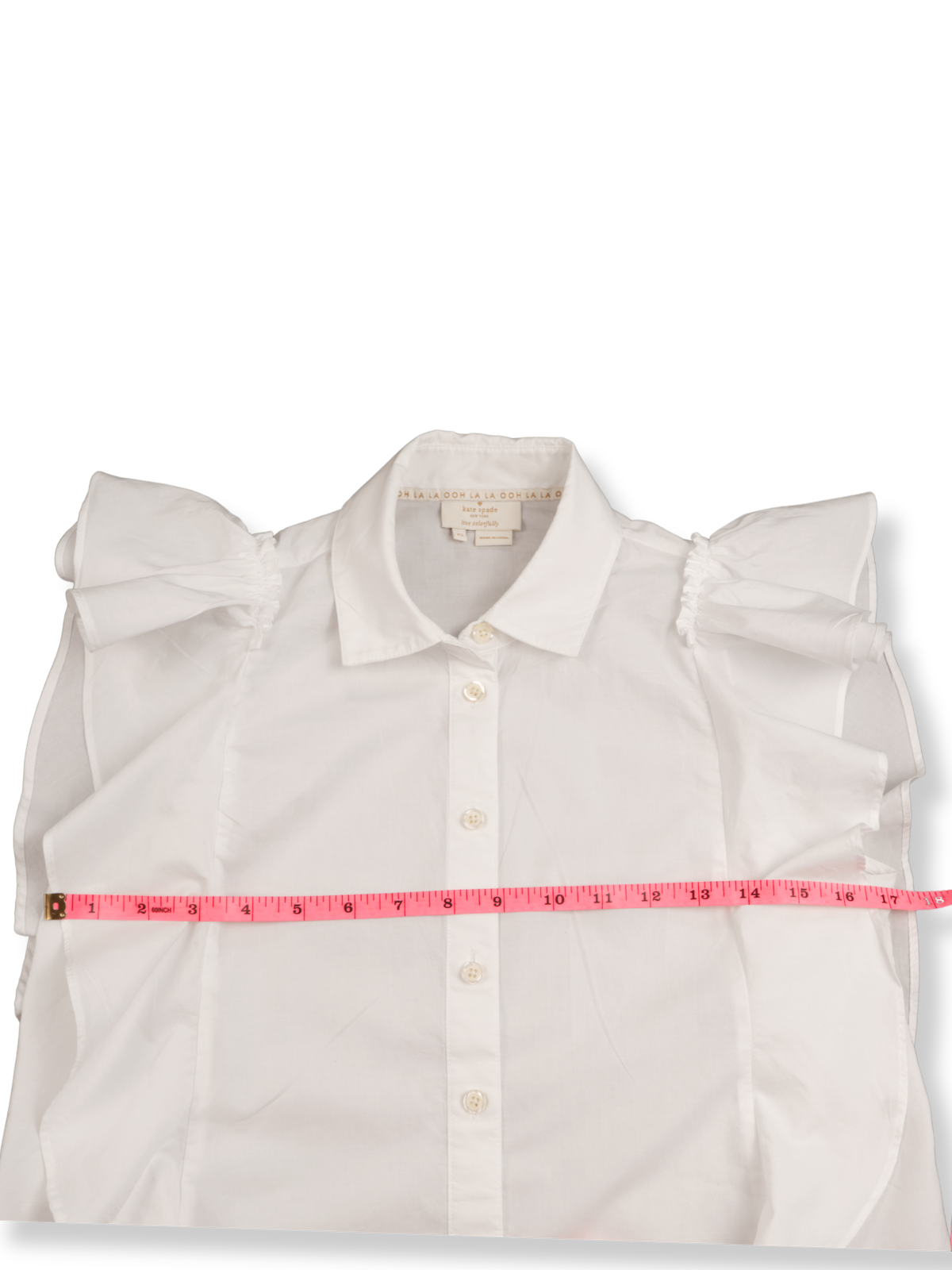 Kate Spade White Ruffle Blouse Size XS | Sleeveless Button Front Feminine Top